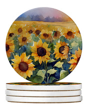 Load image into Gallery viewer, Sunflowers in Watercolor Large Sandstone Coasters Pack of 4