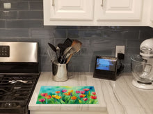 Load image into Gallery viewer, Tulips in Watercolor Glass Cutting Boards – Durable, Decorative Kitchen Art Large