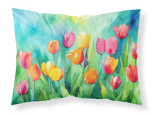 Load image into Gallery viewer, Tulips in Watercolor Fabric Standard Pillowcase – Artistic Decorative Front, White Back
