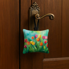 Load image into Gallery viewer, Tulips in Watercolor Hanging Square Fabric Ornament 3.5 × 3.5