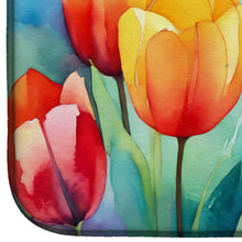 Load image into Gallery viewer, Tulips in Watercolor Dish Drying Mat