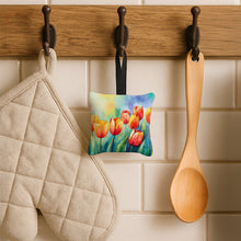 Load image into Gallery viewer, Tulips in Watercolor Hanging Square Fabric Ornament 3.5 × 3.5