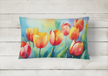 Load image into Gallery viewer, Tulips in Watercolor Fabric Decorative Pillow