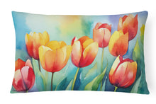 Load image into Gallery viewer, Tulips in Watercolor Fabric Decorative Pillow