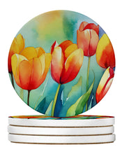 Load image into Gallery viewer, Tulips in Watercolor Large Sandstone Coasters Pack of 4