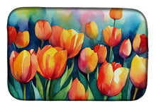 Load image into Gallery viewer, Tulips in Watercolor Dish Drying Mat