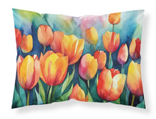 Load image into Gallery viewer, Tulips in Watercolor Fabric Standard Pillowcase – Artistic Decorative Front, White Back
