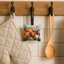 Load image into Gallery viewer, Tulips in Watercolor Hanging Square Fabric Ornament 3.5 × 3.5