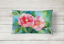 Load image into Gallery viewer, Alabama Camellia in Watercolor Fabric Decorative Pillow