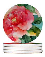 Load image into Gallery viewer, Alabama Camellia in Watercolor Large Sandstone Coasters Pack of 4