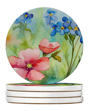 Load image into Gallery viewer, Alaska Forget-me-nots in Watercolor Large Sandstone Coasters Pack of 4