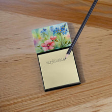 Load image into Gallery viewer, Alaska Forget-me-nots in Watercolor Sticky Note Holder- Refiilable Desk Accessory Note Pad