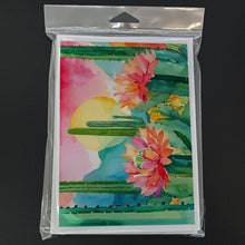 Load image into Gallery viewer, Arizona Saguaro Cactus Blossom in Watercolor Greeting Cards -  Blank Note Cards – 8-Pack of Artist-Designed Cards with Envelopes