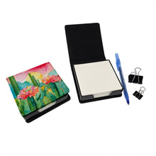 Load image into Gallery viewer, Arizona Saguaro Cactus Blossom in Watercolor PU Leather Note Paper Holder