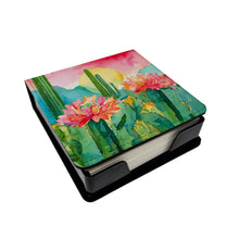 Load image into Gallery viewer, Arizona Saguaro Cactus Blossom in Watercolor PU Leather Note Paper Holder