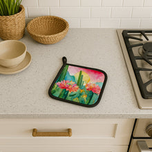 Load image into Gallery viewer, Arizona Saguaro Cactus Blossom in Watercolor Pair of Pot Holders