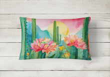Load image into Gallery viewer, Arizona Saguaro Cactus Blossom in Watercolor Fabric Decorative Pillow