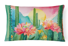 Load image into Gallery viewer, Arizona Saguaro Cactus Blossom in Watercolor Fabric Decorative Pillow
