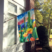 Load image into Gallery viewer, Arizona Saguaro Cactus Blossom in Watercolor House Flag