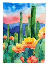 Load image into Gallery viewer, Arizona Saguaro Cactus Blossom in Watercolor House Flag