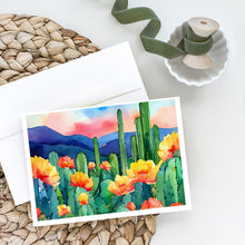 Load image into Gallery viewer, Arizona Saguaro Cactus Blossom in Watercolor Greeting Cards -  Blank Note Cards – 8-Pack of Artist-Designed Cards with Envelopes