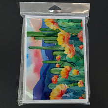 Load image into Gallery viewer, Arizona Saguaro Cactus Blossom in Watercolor Greeting Cards -  Blank Note Cards – 8-Pack of Artist-Designed Cards with Envelopes