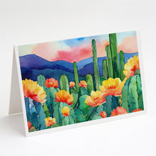Load image into Gallery viewer, Arizona Saguaro Cactus Blossom in Watercolor Greeting Cards -  Blank Note Cards – 8-Pack of Artist-Designed Cards with Envelopes