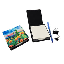 Load image into Gallery viewer, Arizona Saguaro Cactus Blossom in Watercolor PU Leather Note Paper Holder