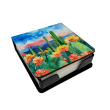 Load image into Gallery viewer, Arizona Saguaro Cactus Blossom in Watercolor PU Leather Note Paper Holder