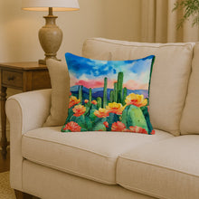 Load image into Gallery viewer, Arizona Saguaro Cactus Blossom in Watercolor Throw Pillow