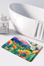 Load image into Gallery viewer, Arizona Saguaro Cactus Blossom in Watercolor Memory Foam Kitchen Mat