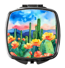 Load image into Gallery viewer, Arizona Saguaro Cactus Blossom in Watercolor Compact Mirror