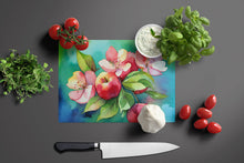 Load image into Gallery viewer, Arkansas Apple Blossom in Watercolor Glass Cutting Boards – Durable, Decorative Kitchen Art Large