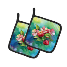 Load image into Gallery viewer, Arkansas Apple Blossom in Watercolor Pair of Pot Holders