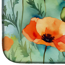 Load image into Gallery viewer, California California Poppies in Watercolor Dish Drying Mat