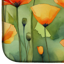 Load image into Gallery viewer, California California Poppies in Watercolor Dish Drying Mat