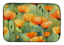 Load image into Gallery viewer, California California Poppies in Watercolor Dish Drying Mat
