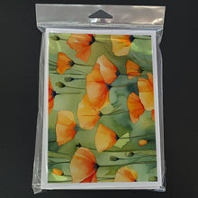 Load image into Gallery viewer, California California Poppies in Watercolor Greeting Cards -  Blank Note Cards – 8-Pack of Artist-Designed Cards with Envelopes