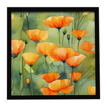 Load image into Gallery viewer, California California Poppies in Watercolor Framed Metal Print
