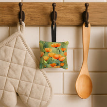 Load image into Gallery viewer, California California Poppies in Watercolor Hanging Square Fabric Ornament 3.5 × 3.5