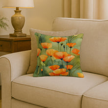 Load image into Gallery viewer, California California Poppies in Watercolor Throw Pillow