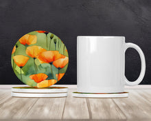 Load image into Gallery viewer, California California Poppies in Watercolor Large Sandstone Coasters Pack of 4
