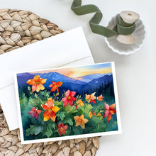 Load image into Gallery viewer, Colorado Rocky Mountain Columbine in Watercolor Greeting Cards -  Blank Note Cards – 8-Pack of Artist-Designed Cards with Envelopes