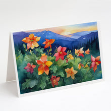 Load image into Gallery viewer, Colorado Rocky Mountain Columbine in Watercolor Greeting Cards -  Blank Note Cards – 8-Pack of Artist-Designed Cards with Envelopes