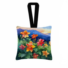Load image into Gallery viewer, Colorado Rocky Mountain Columbine in Watercolor Hanging Square Fabric Ornament 3.5 × 3.5