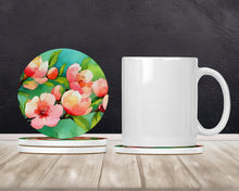 Load image into Gallery viewer, Delaware Peach Blossom in Watercolor Large Sandstone Coasters Pack of 4
