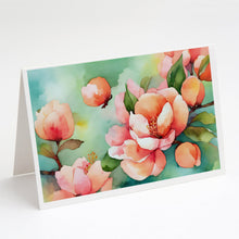 Load image into Gallery viewer, Delaware Peach Blossom in Watercolor Greeting Cards -  Blank Note Cards – 8-Pack of Artist-Designed Cards with Envelopes