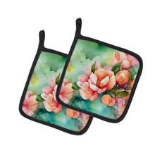 Load image into Gallery viewer, Delaware Peach Blossom in Watercolor Pair of Pot Holders