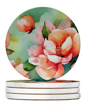 Load image into Gallery viewer, Delaware Peach Blossom in Watercolor Large Sandstone Coasters Pack of 4