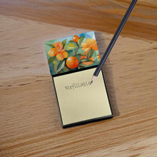 Load image into Gallery viewer, Florida Orange Blossom in Watercolor Sticky Note Holder- Refiilable Desk Accessory Note Pad